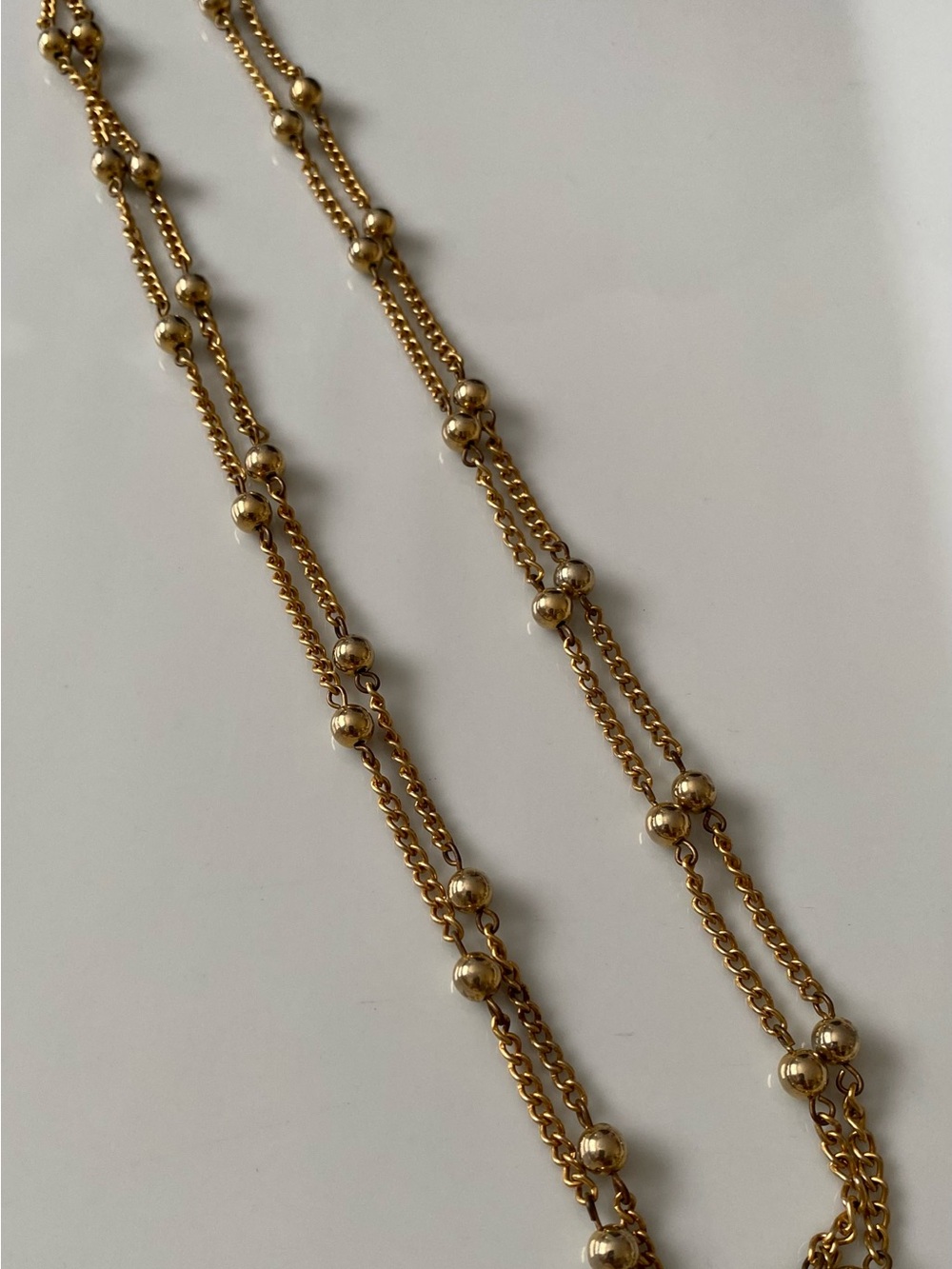 Gold Beaded Double-Chain Necklace - Women Jewelry